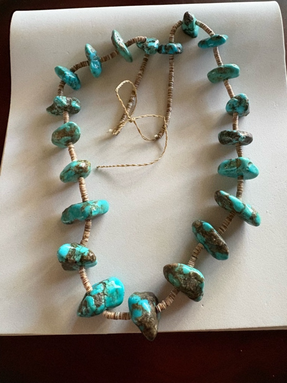 Vintage Native American Turquoise Nugget and Heishi Shell bead Necklace